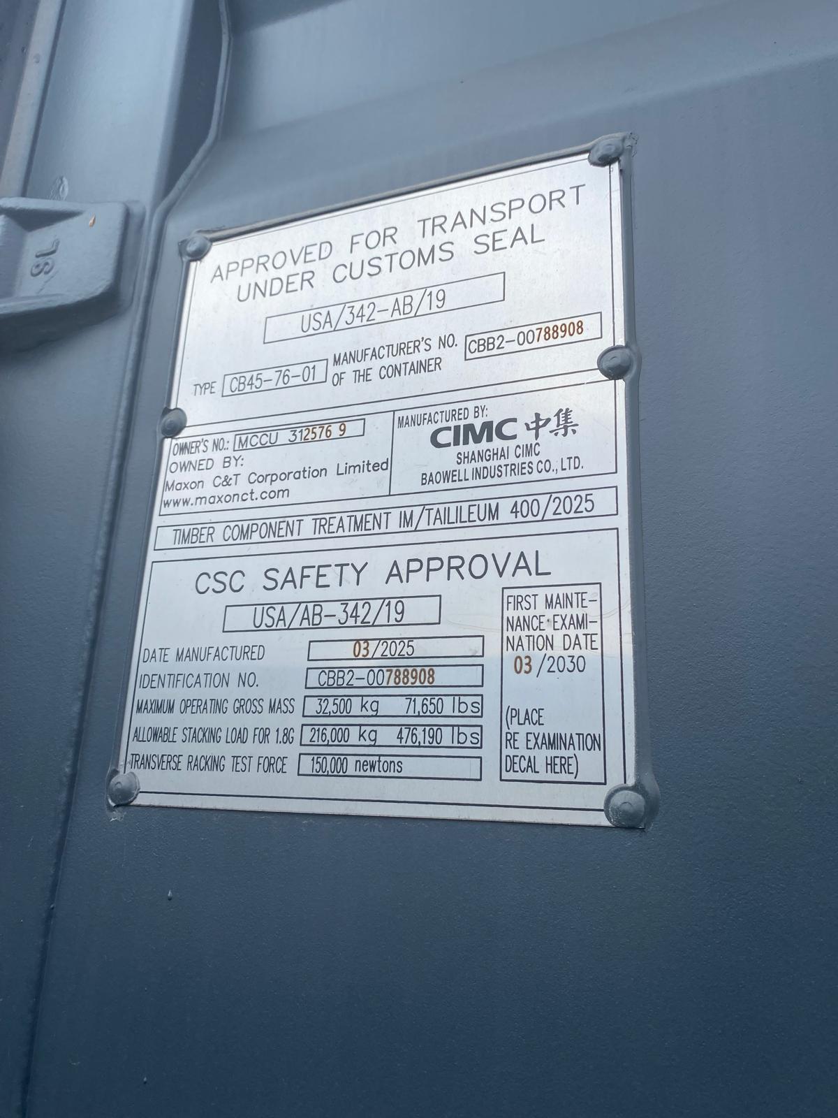 12m (40'HC) Kontener morski MCCU3125769 - obrazek 6