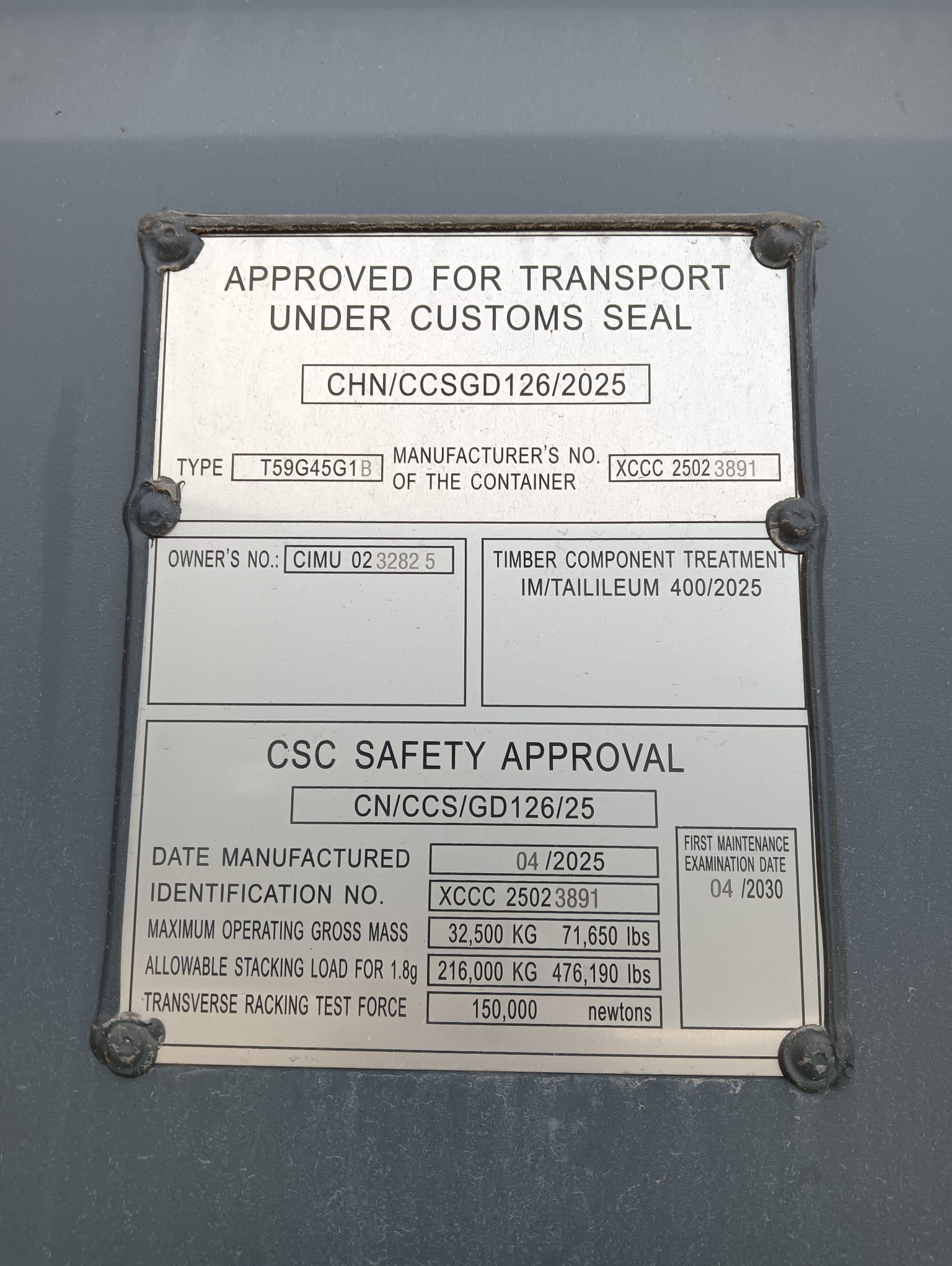 12m (40'HC) Kontener morski CIMU0232825 - obrazek 10