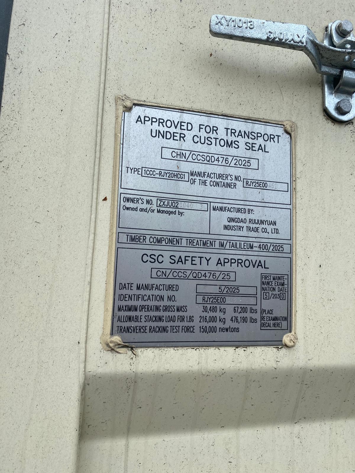 6m (20'HC) Kontener morski ZXJU0210403 - obrazek 3