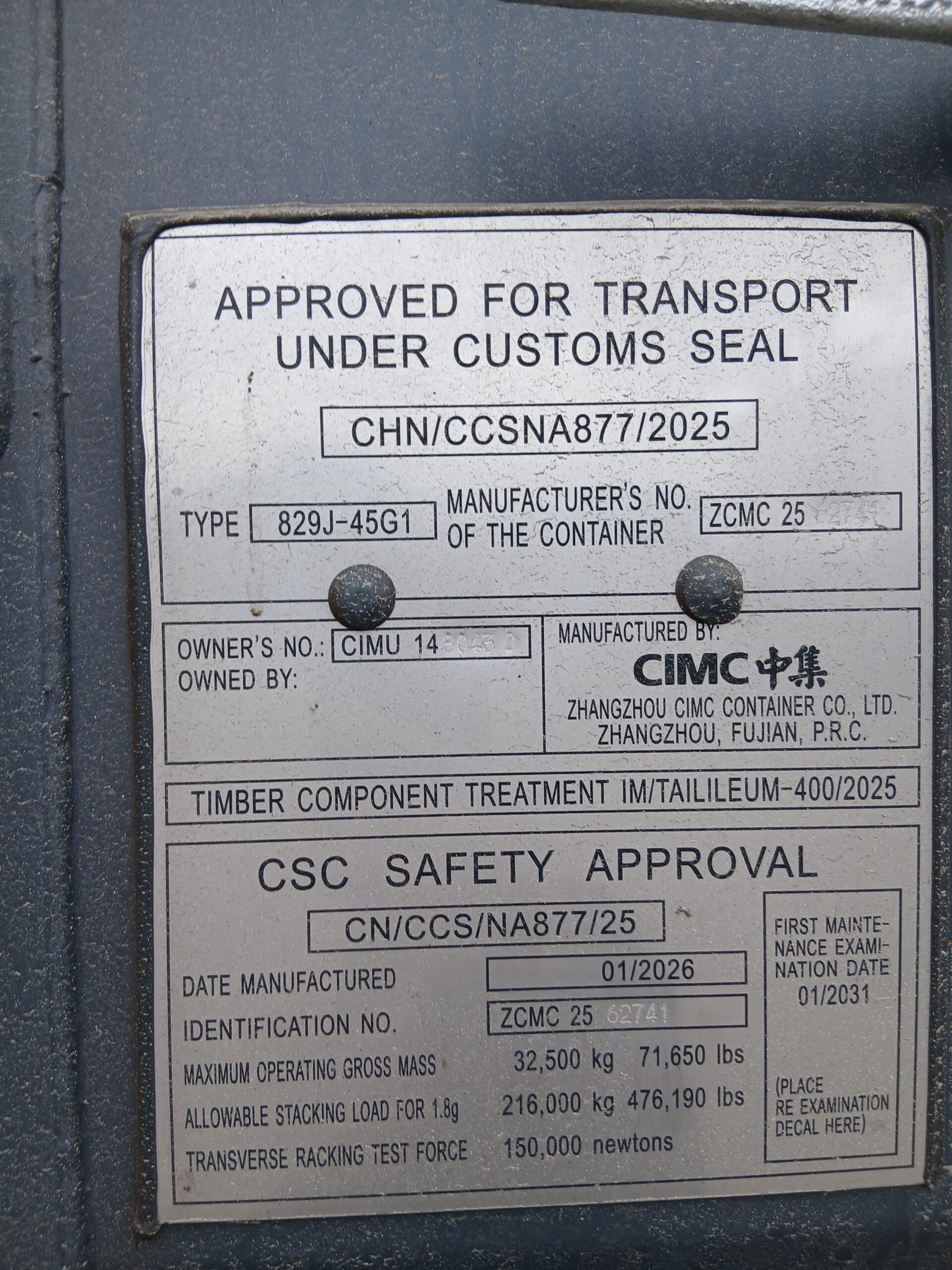 12m (40'HC) Kontener morski CIMU1480430 - obrazek 4