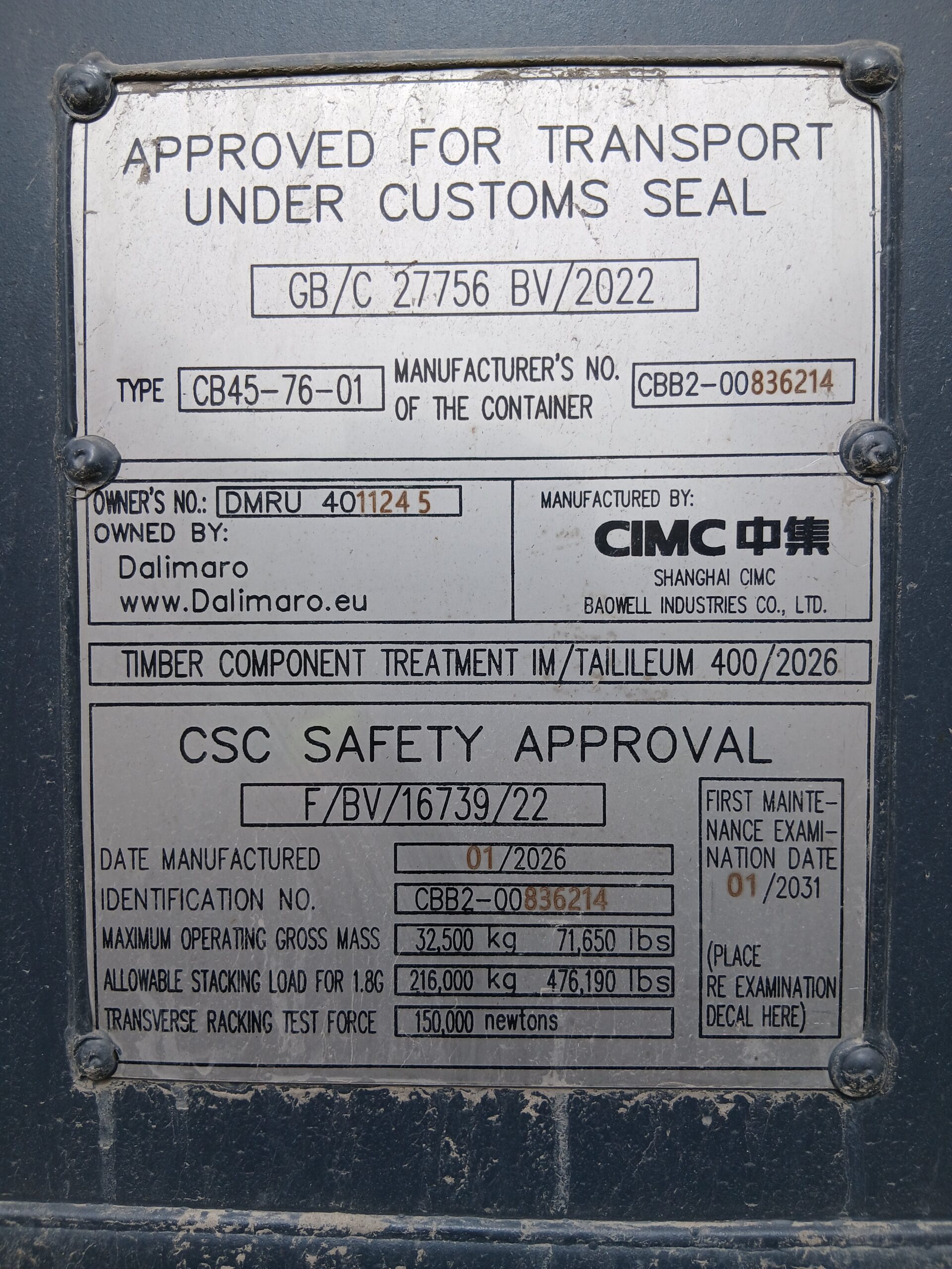 12m (40'HC) Kontener morski DMRU4011245 - obrazek 5