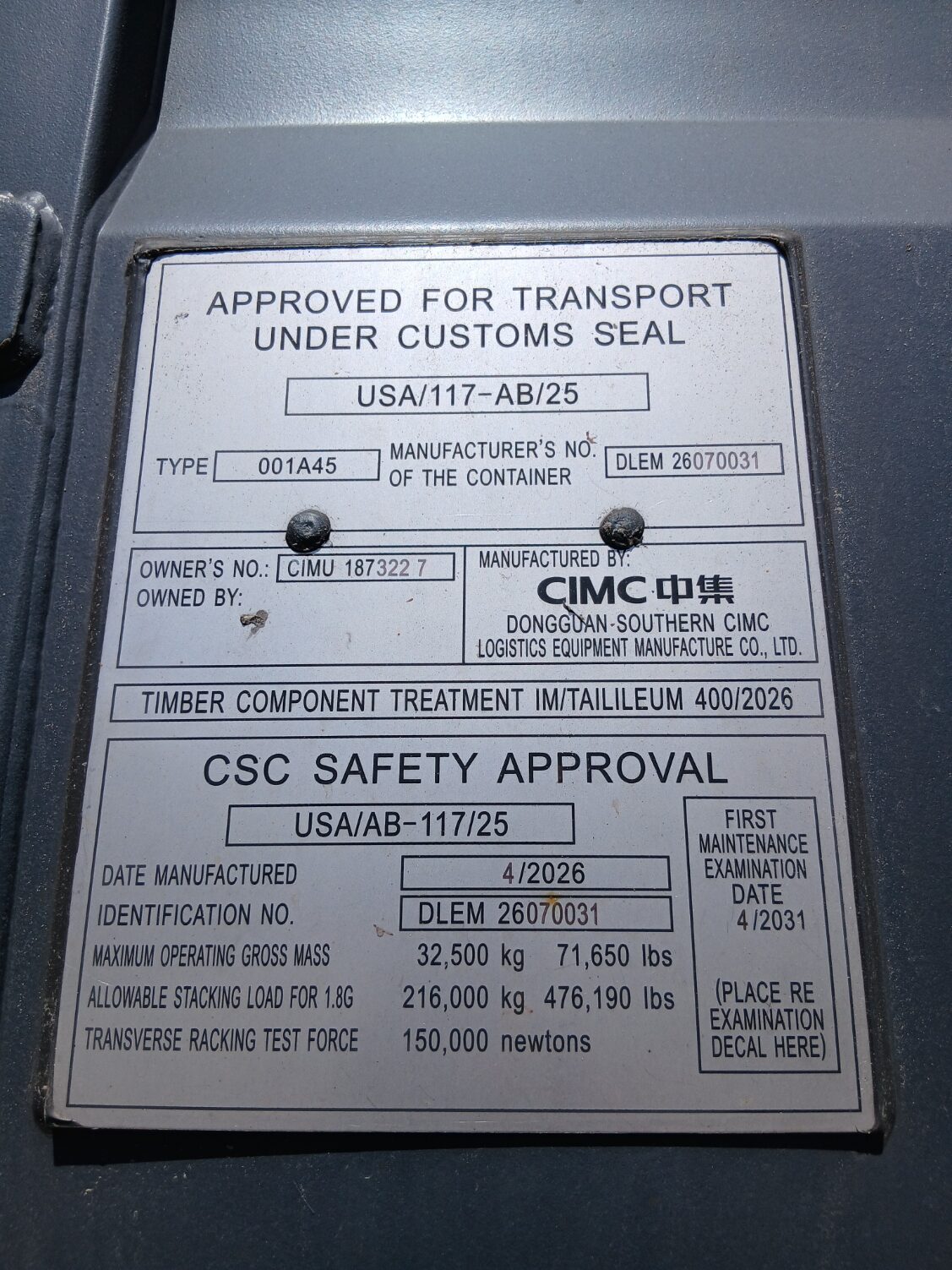 Kontener morski 12m (40'HC) CIMU1873227 - obrazek 5