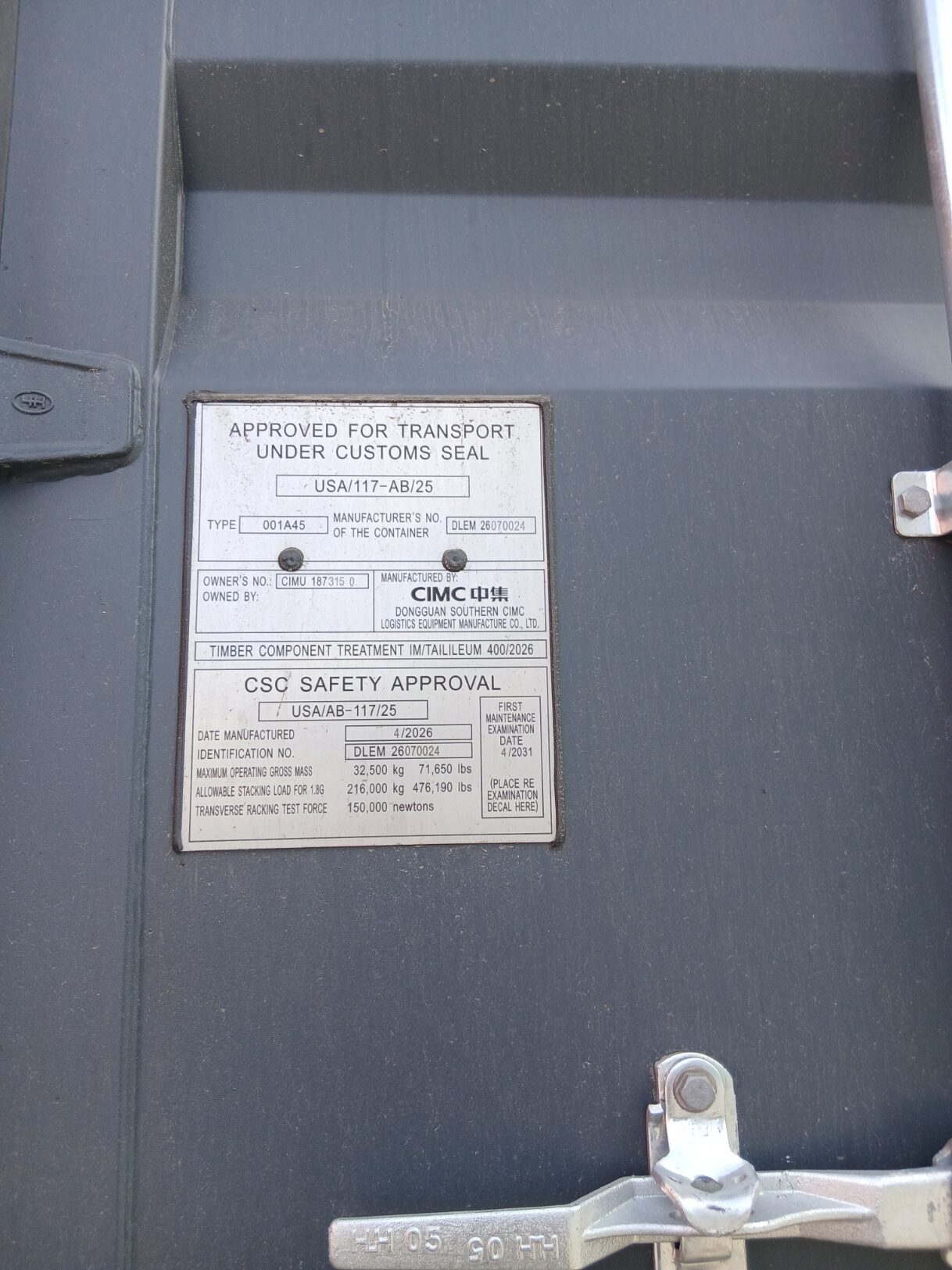 Kontener morski 12m (40'HC) CIMU1873150 - obrazek 2