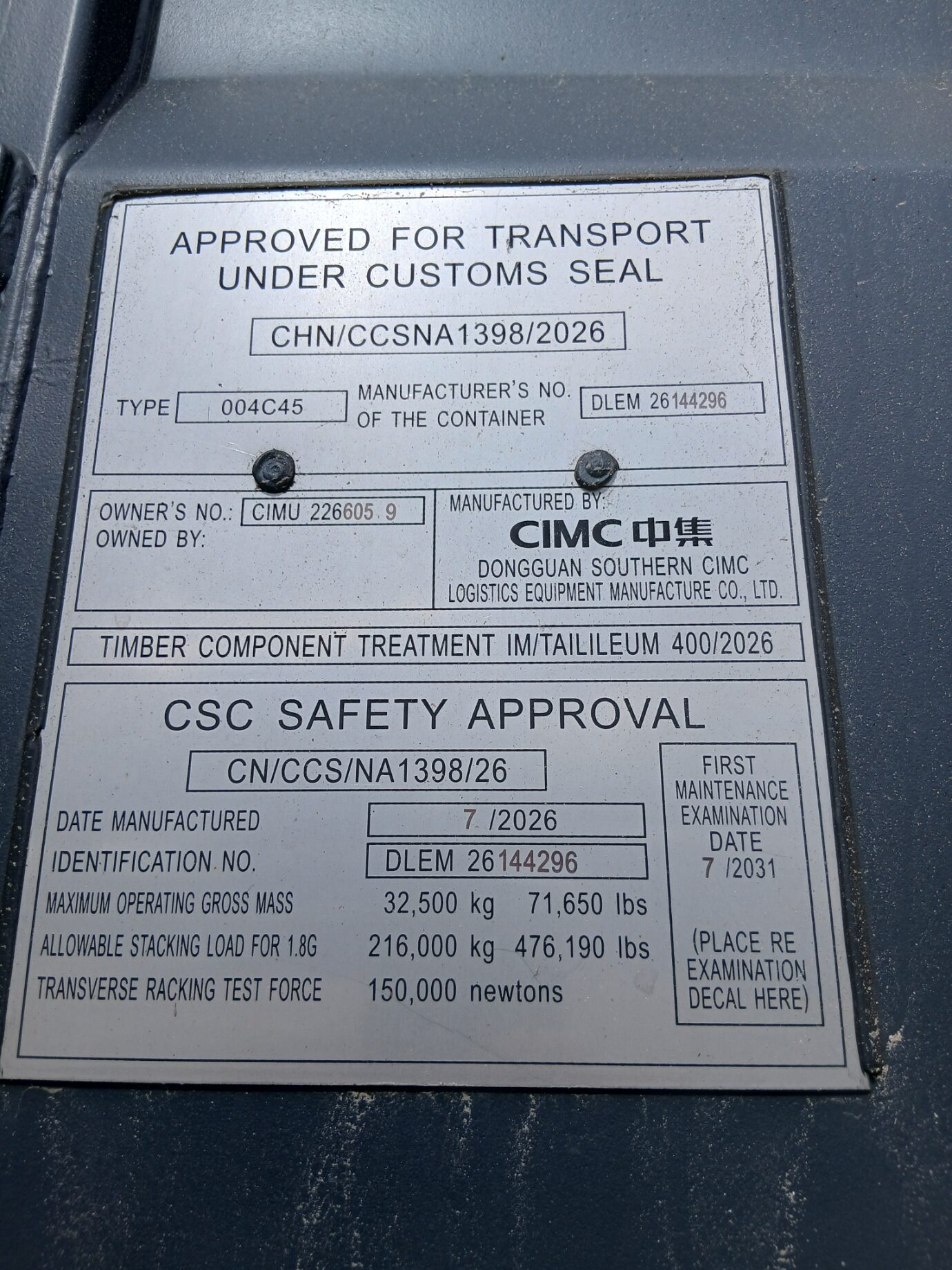 Kontener morski 12m (40'HC) CIMU2266059 - obrazek 5