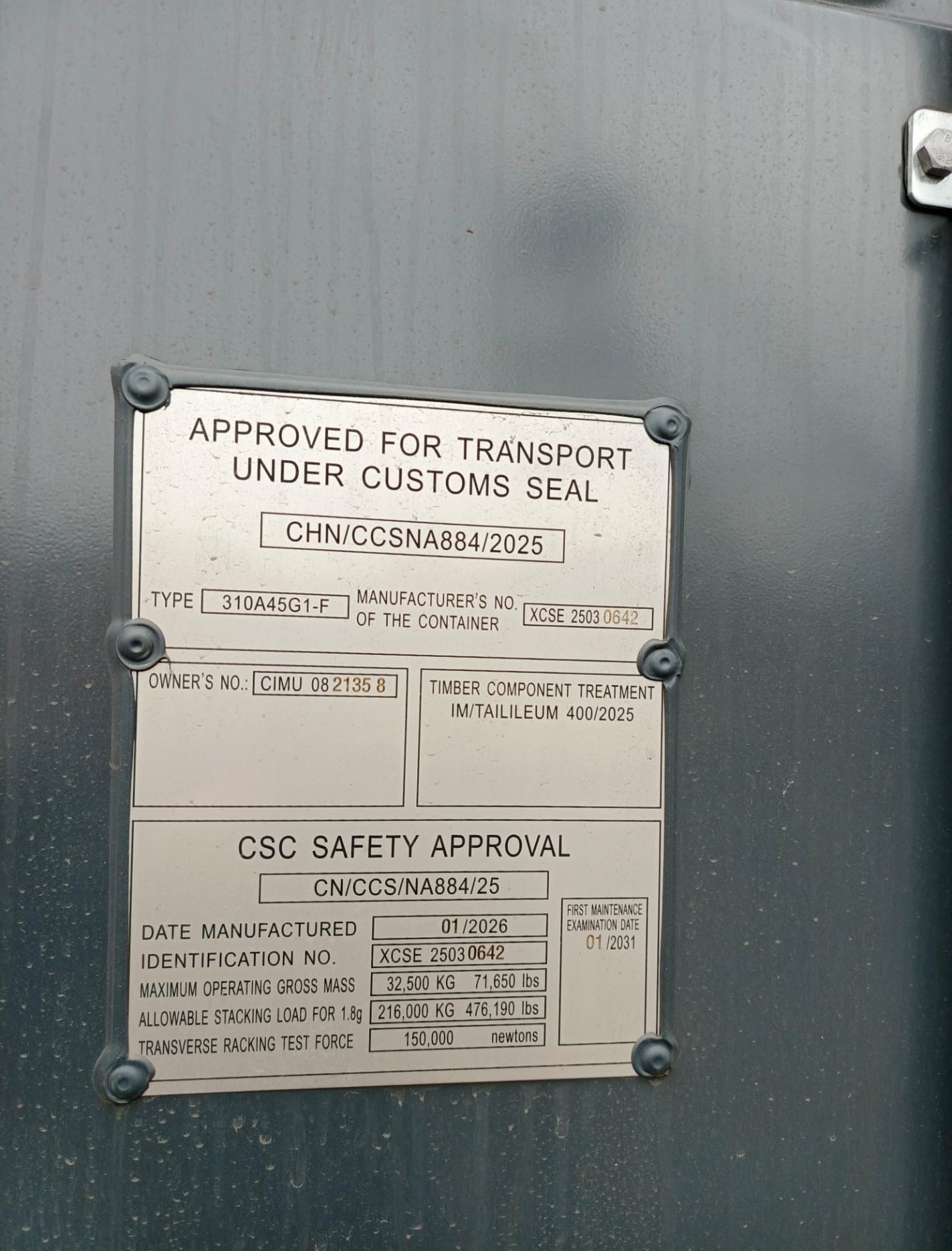 12m (40'HC) Kontener morski CIMU0821358 - obrazek 3