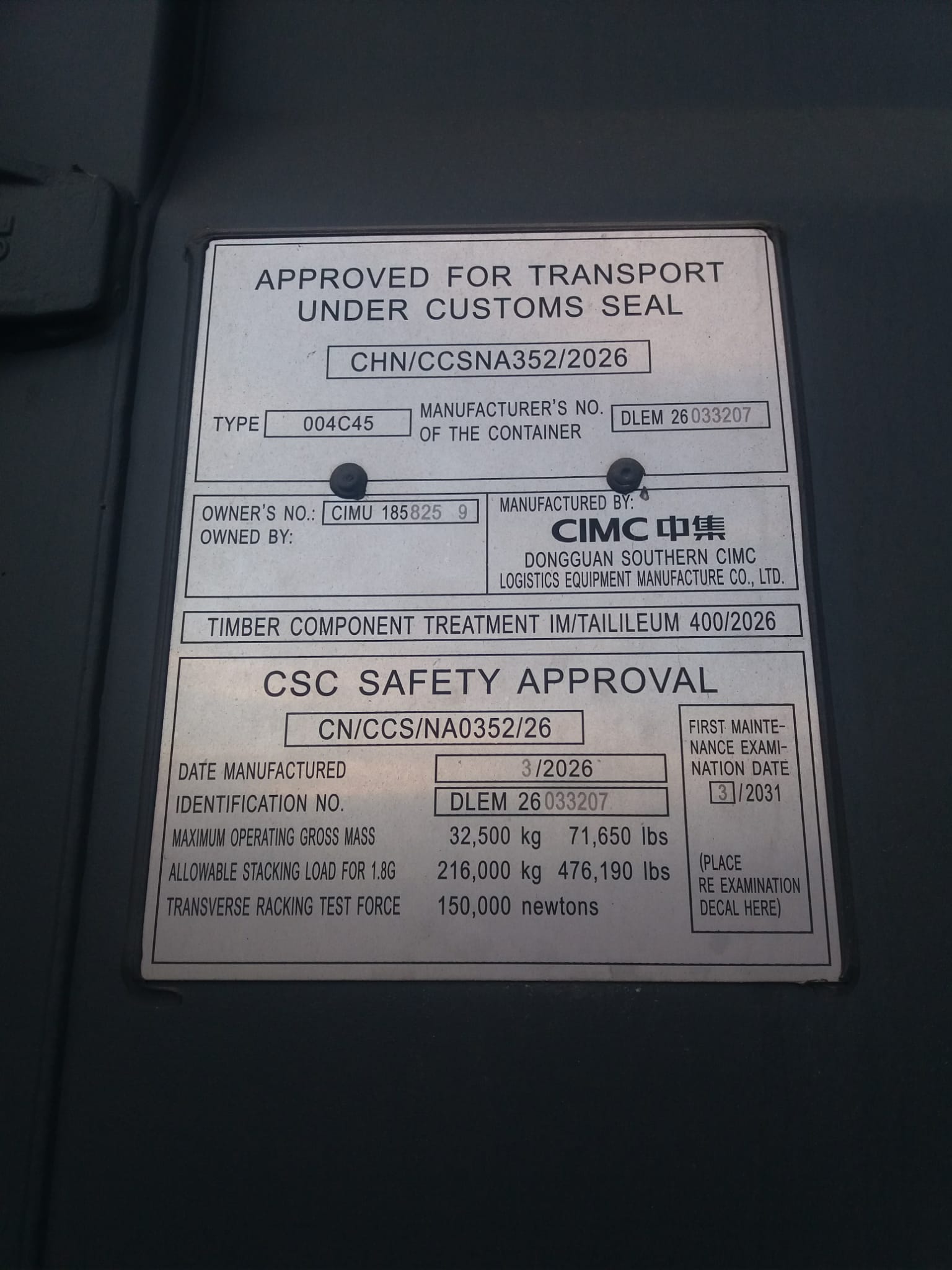 Kontener morski 12m (40'HC) CIMU1858259 - obrazek 3