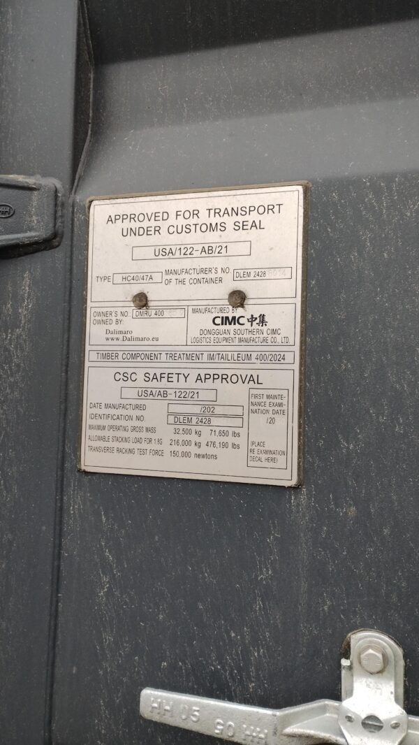 12m (40'HC) Kontener morski DMRU4001859 - obrazek 10