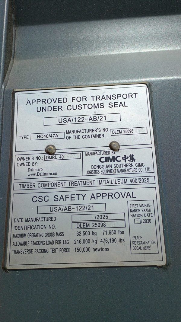 12m (40'HC) Kontener morski DMRU4009295 - obrazek 4