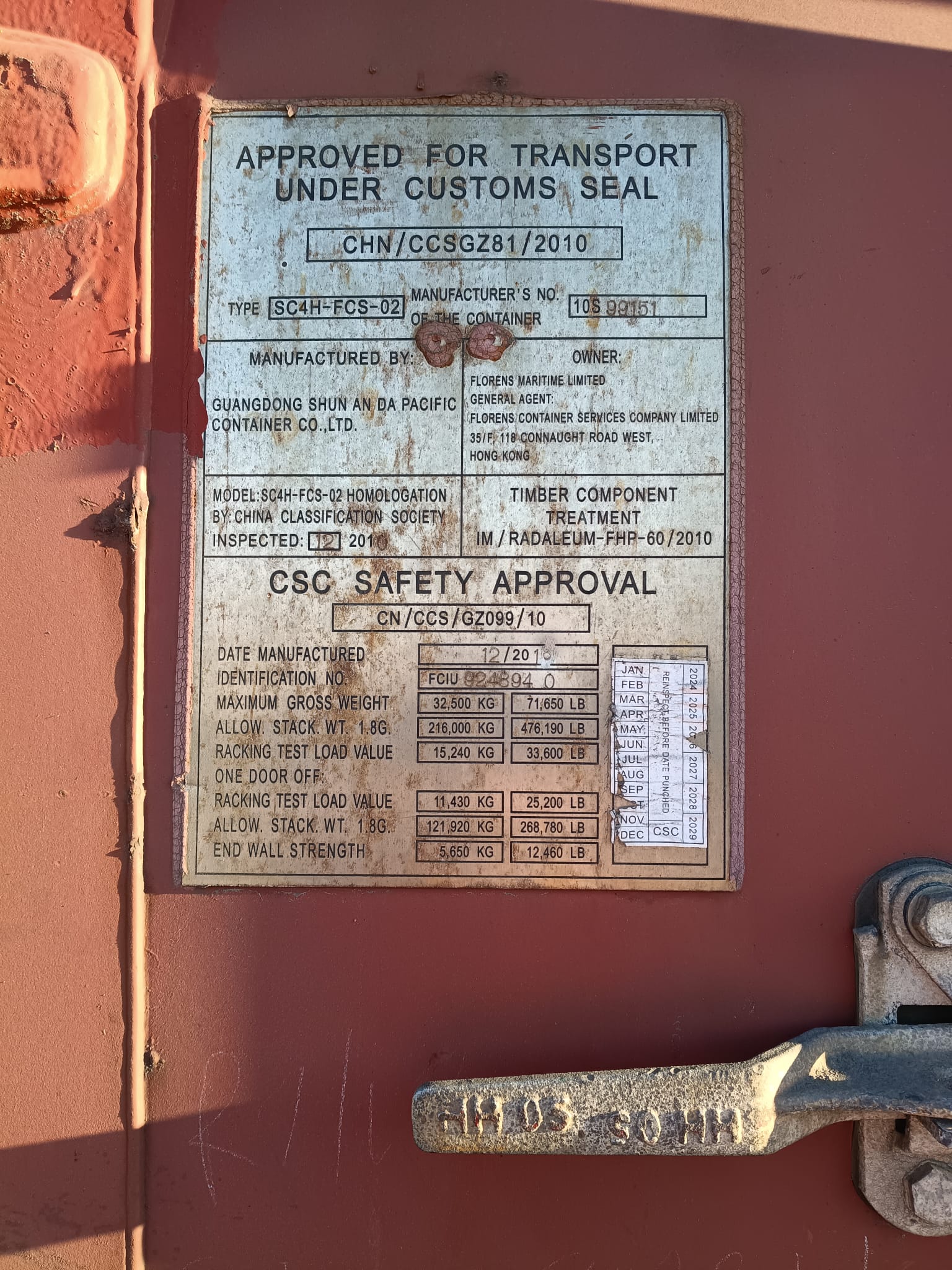 12m (40'HC) Kontener morski FCIU9248940 - obrazek 5