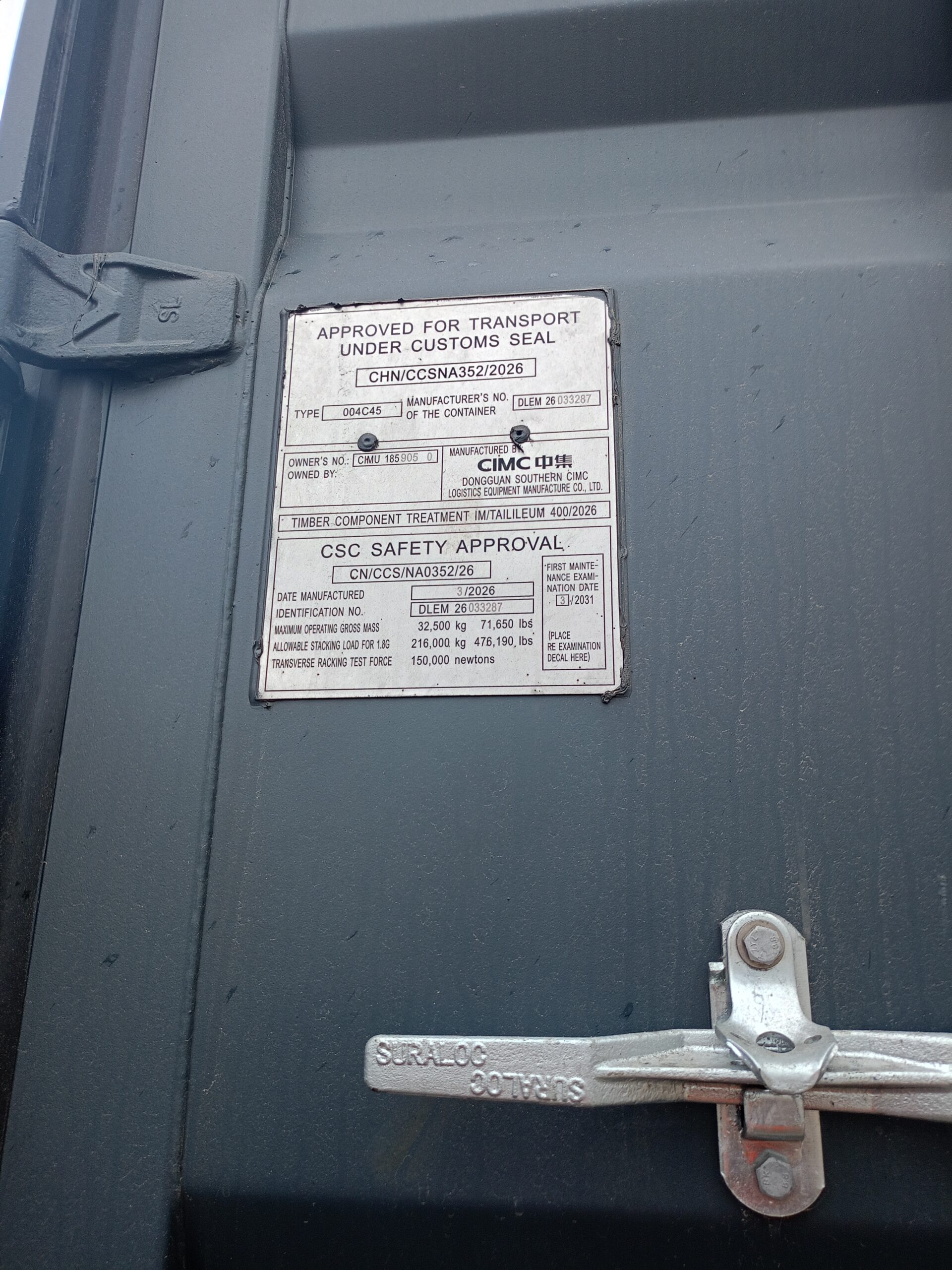 12m (40'HC) Kontener morski CIMU1859050 - obrazek 10