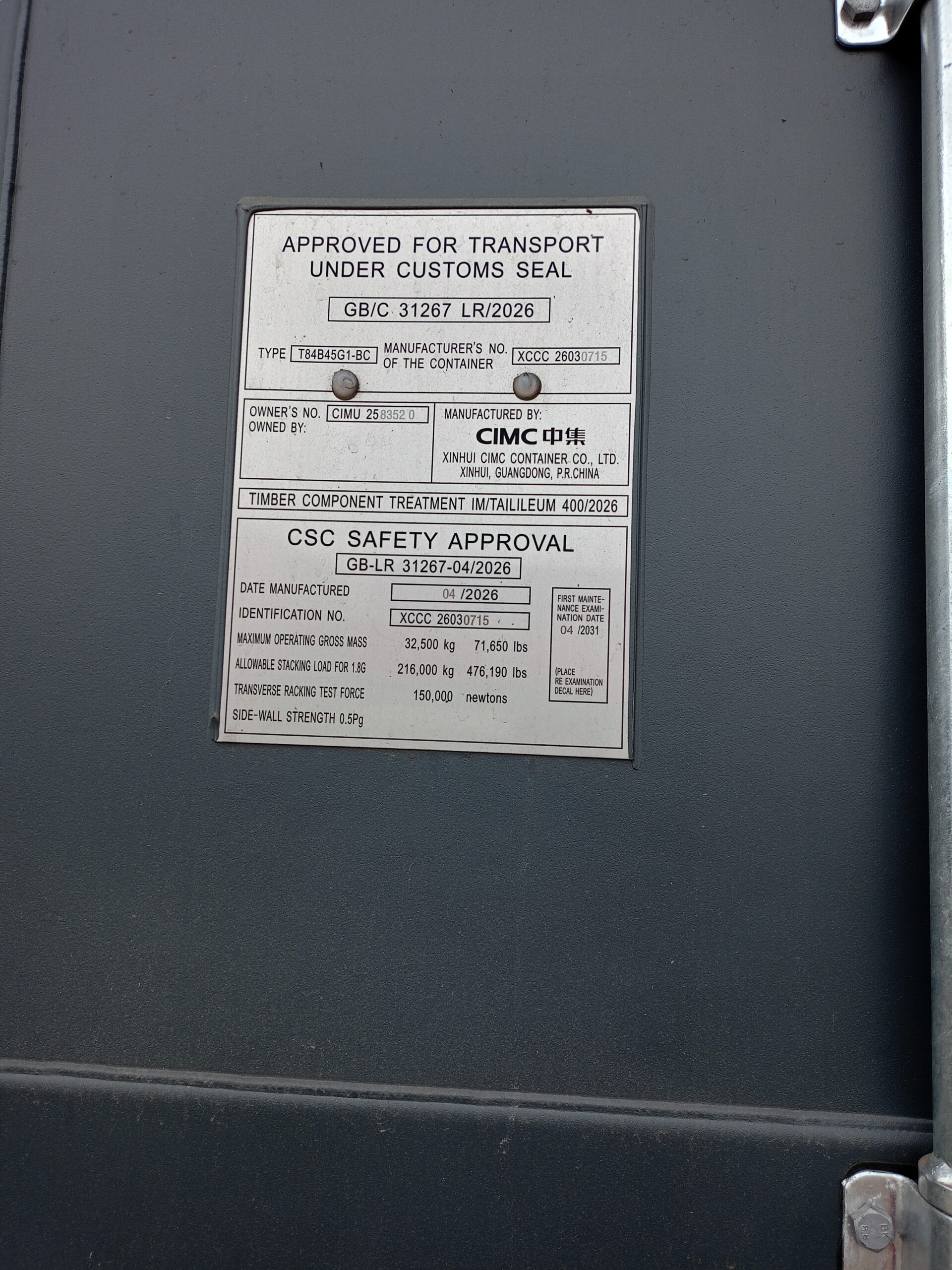 Kontener morski 12m (40'HC) CIMU2583520 - obrazek 8