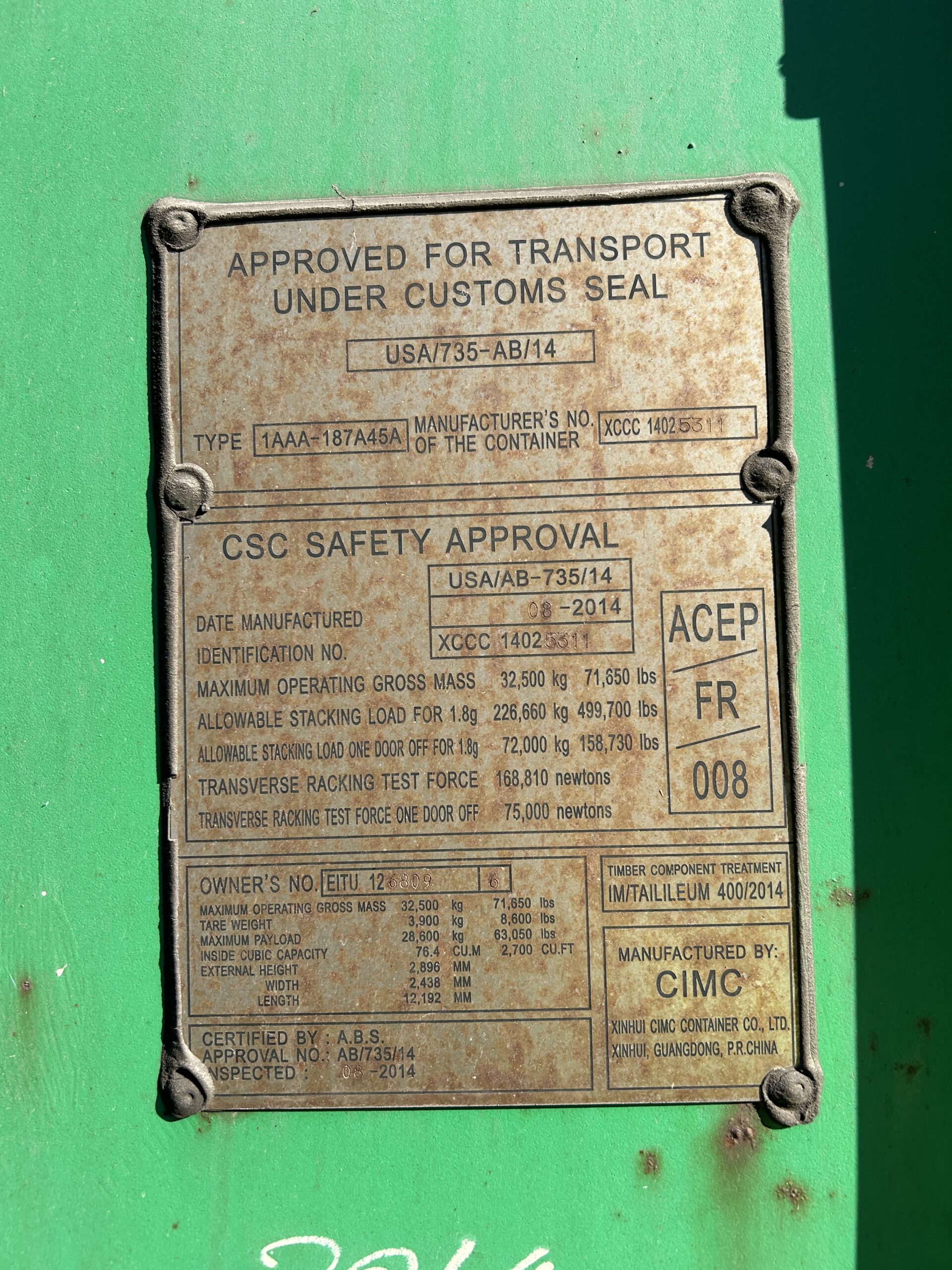 12m (40'HC) Kontener morski EITU1268096 - obrazek 6