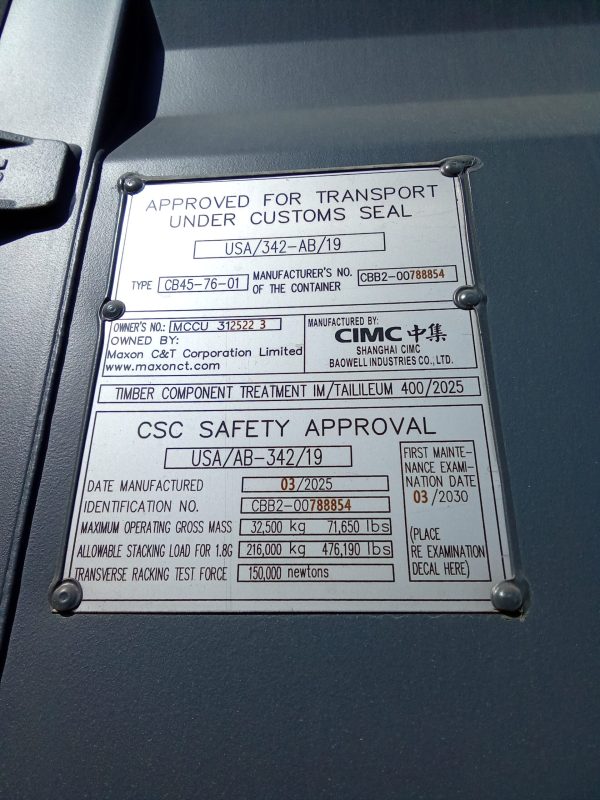 12m (40'HC) Kontener Morski MCCU3125223 - obrazek 3