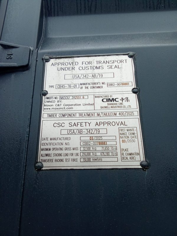12m (40'HC) Kontener Morski MCCU3125516 - obrazek 4