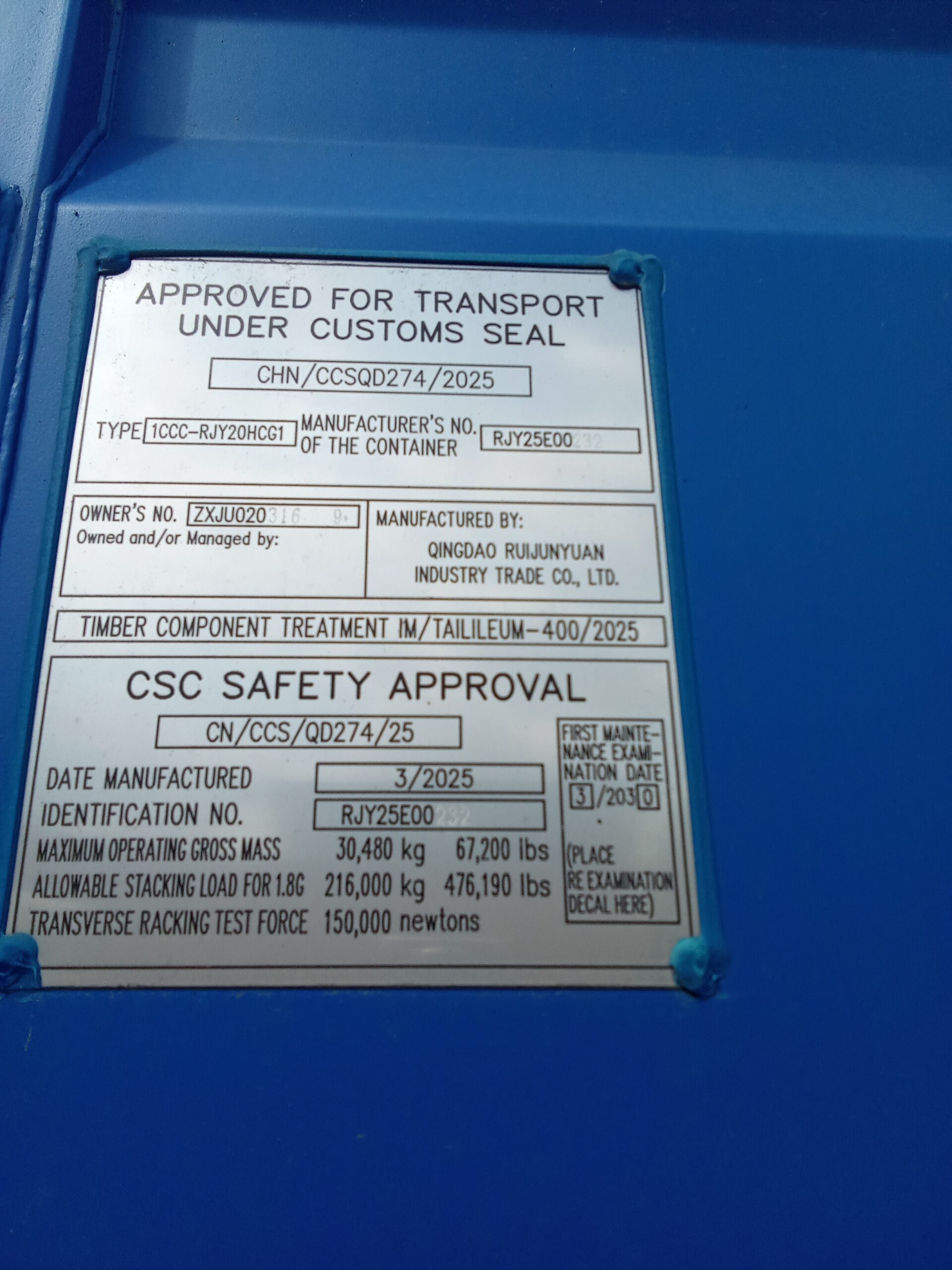 6m (20'HC) Kontener morski ZXJU0203169 - obrazek 7