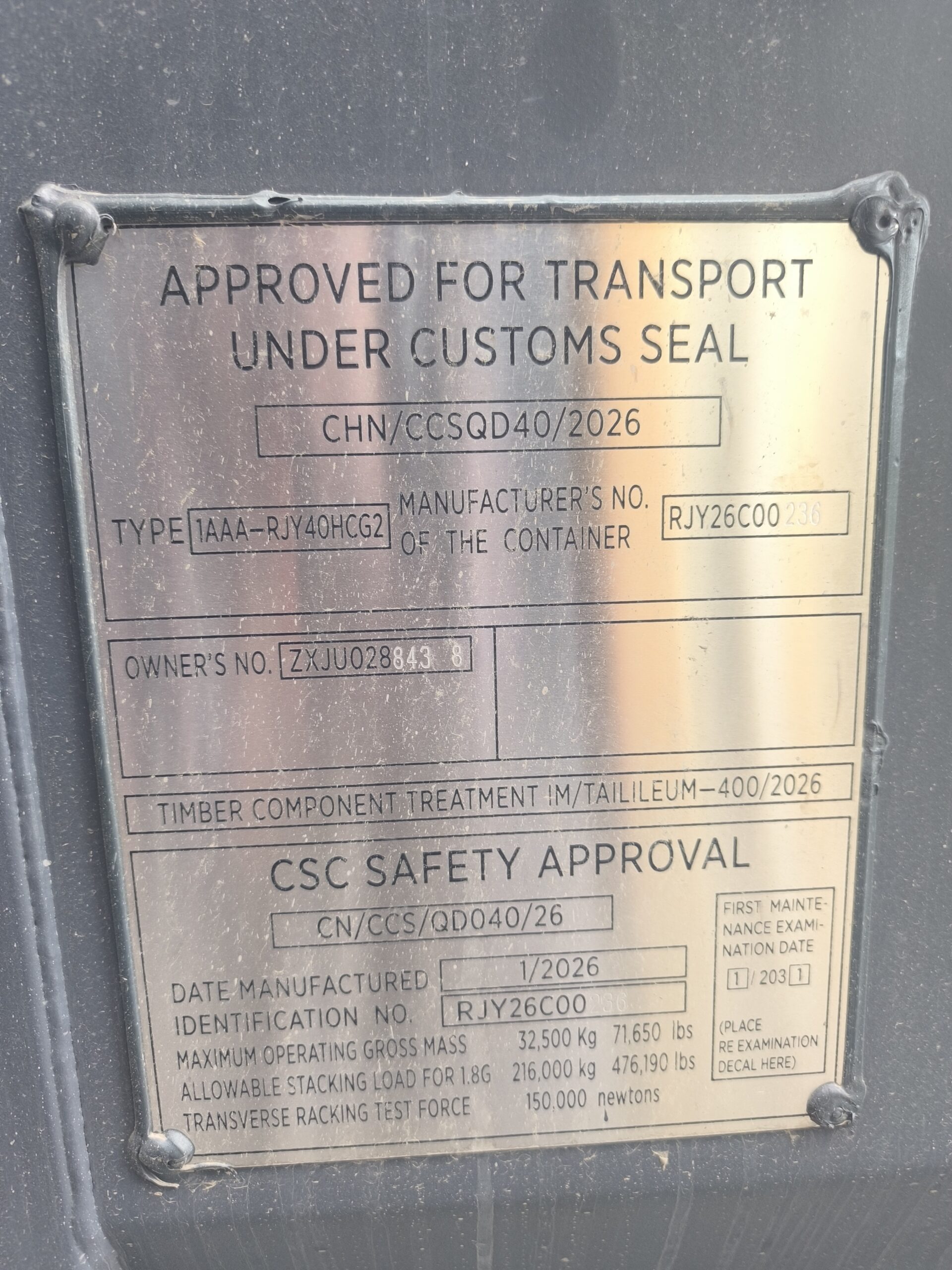 12m (40'HC) Kontener morski ZXJU0288438 - obrazek 4