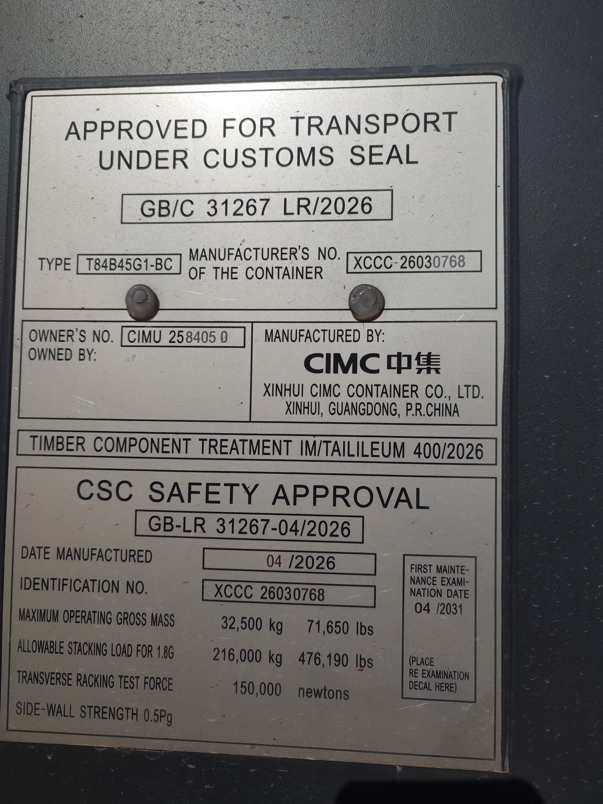 Kontener morski 12m (40'HC) CIMU2584050 - obrazek 11