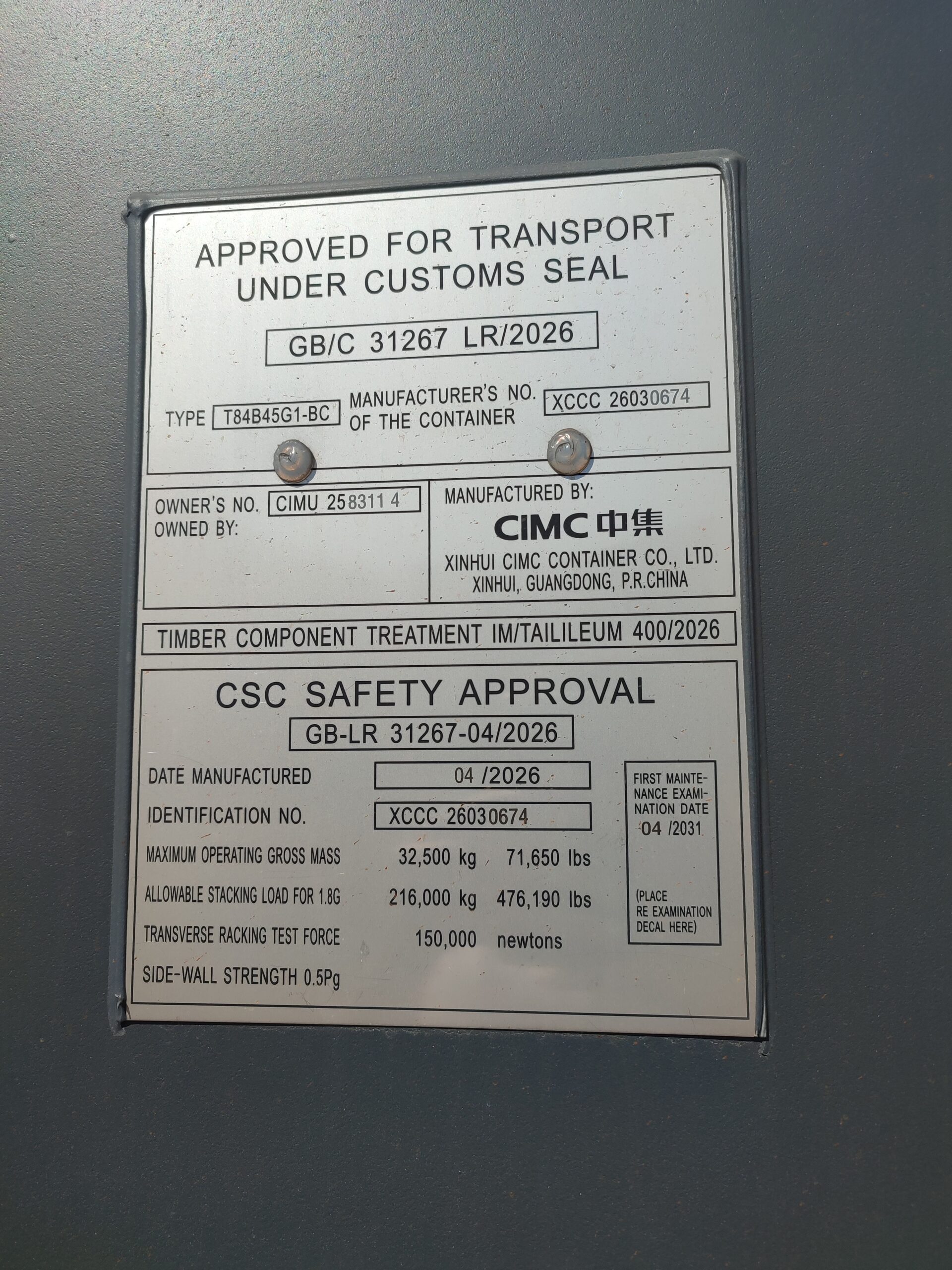 Kontener morski 12m (40'HC) CIMU2583114 - obrazek 4