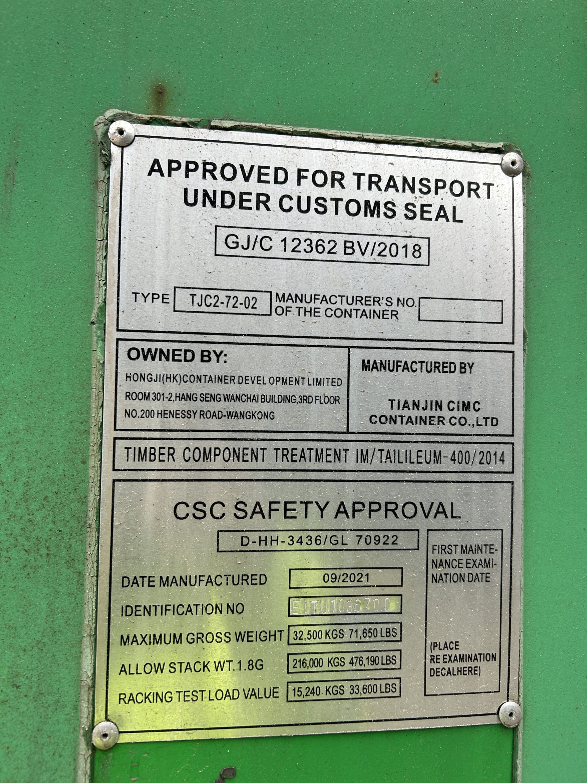 12m (40'HC) Kontener morski EITU1036700 - obrazek 5