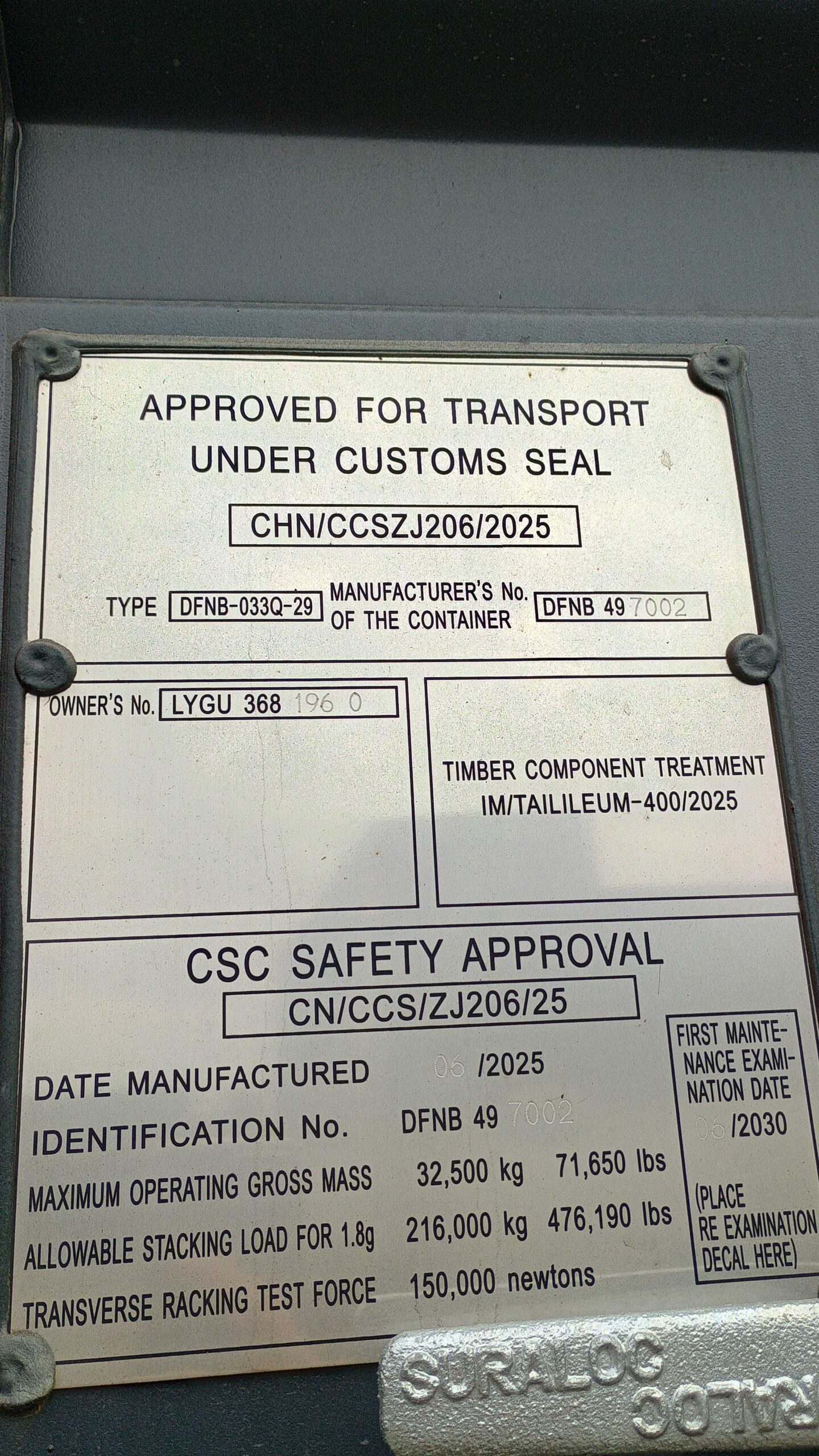 12m (40'HC) Kontener morski LYGU3681960 - obrazek 5