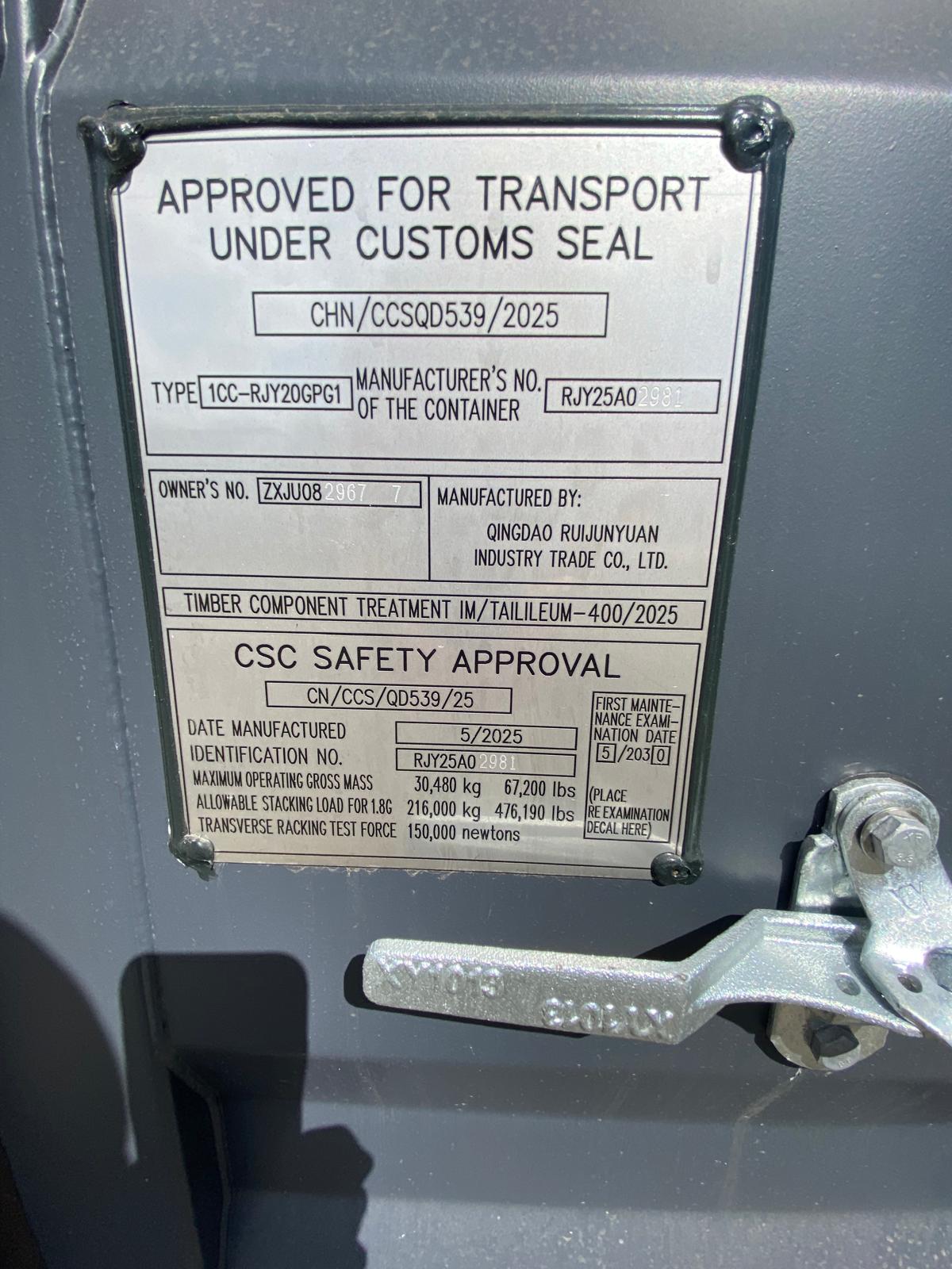 6m (20'DC) Kontener Morski ZXJU0829677 - obrazek 8