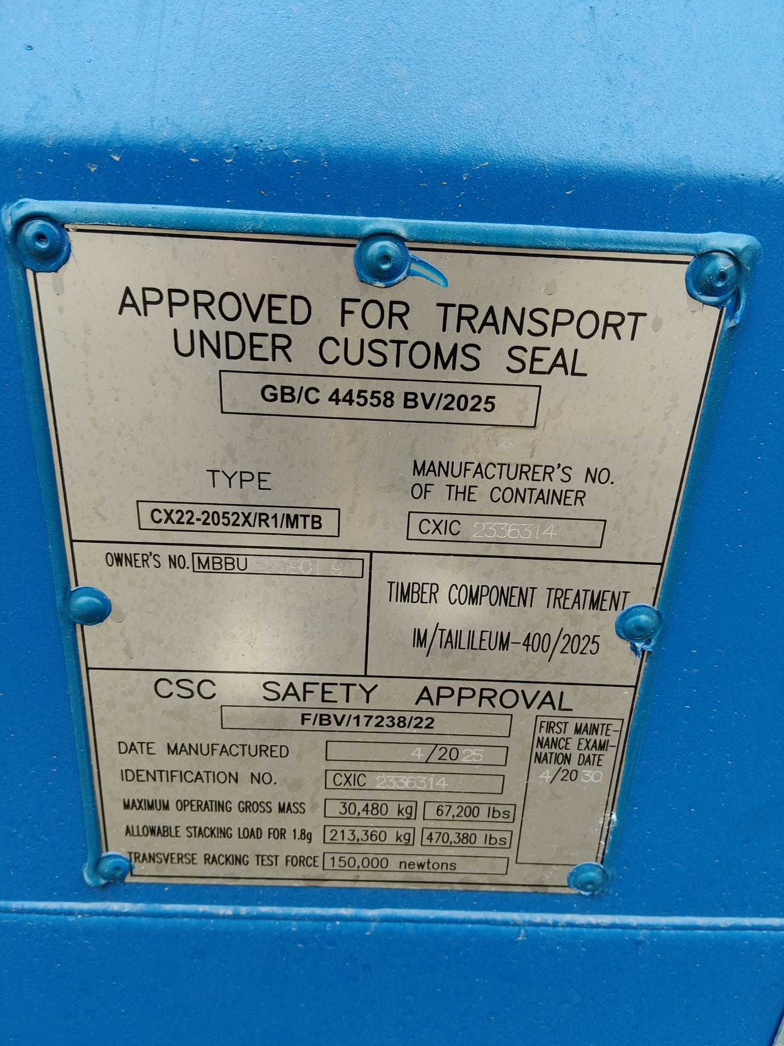 6m (20'DC) Kontener Morski MBBU5239019 - obrazek 3