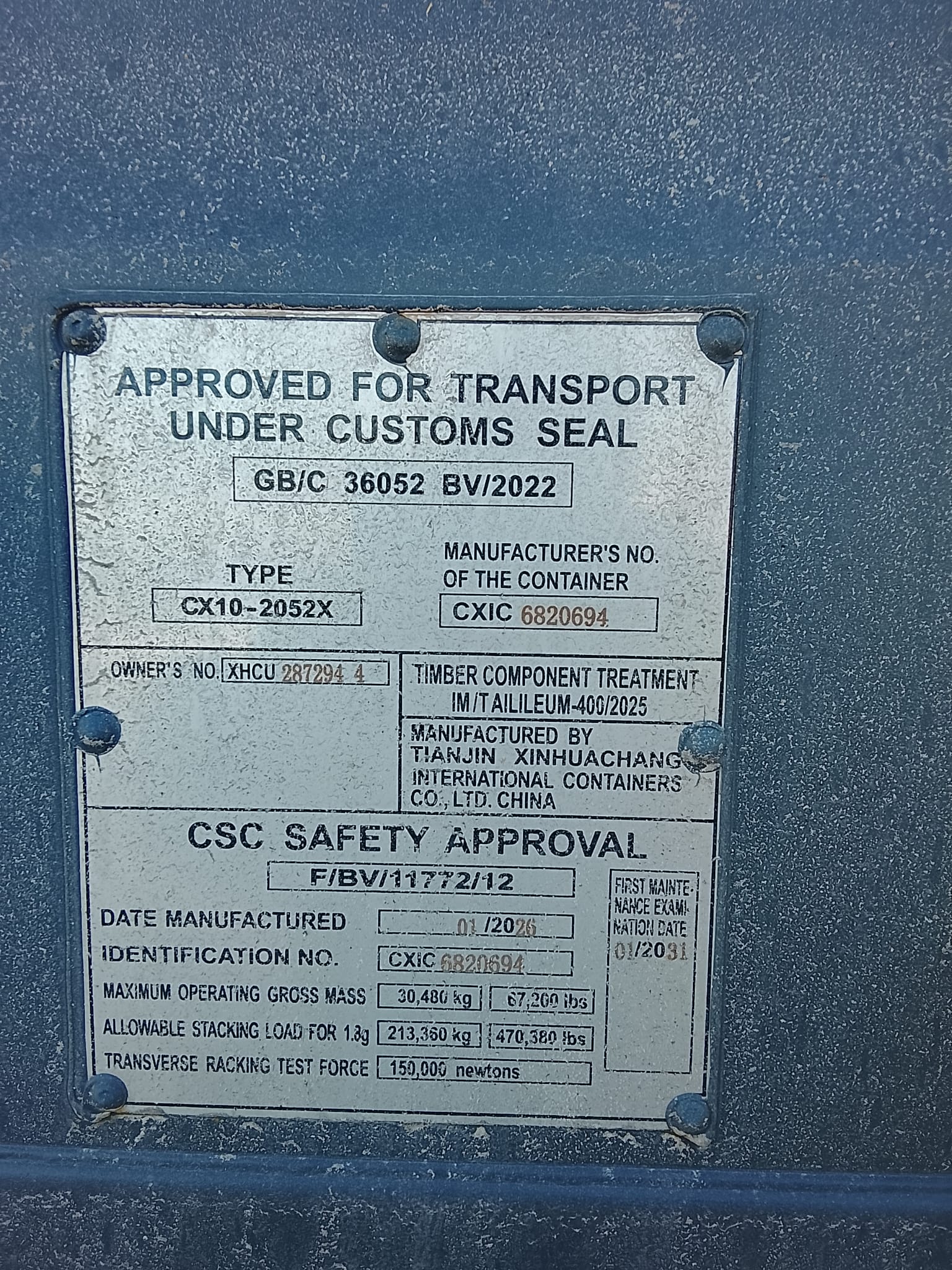 6m (20'DC) Kontener Morski XHCU2872944 - obrazek 7