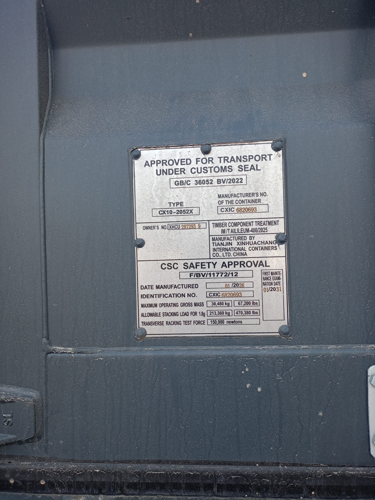 6m (20'DC) Kontener Morski XHCU2872939 - obrazek 10