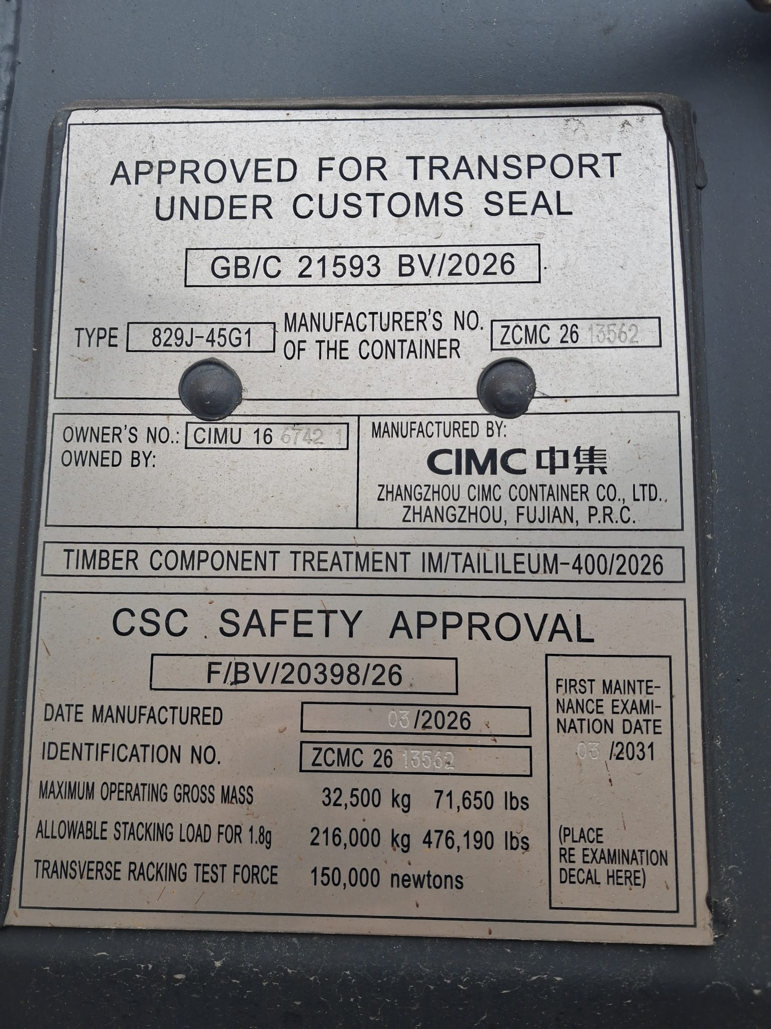 Kontener morski 12m (40'HC) CIMU1667421 - obrazek 4