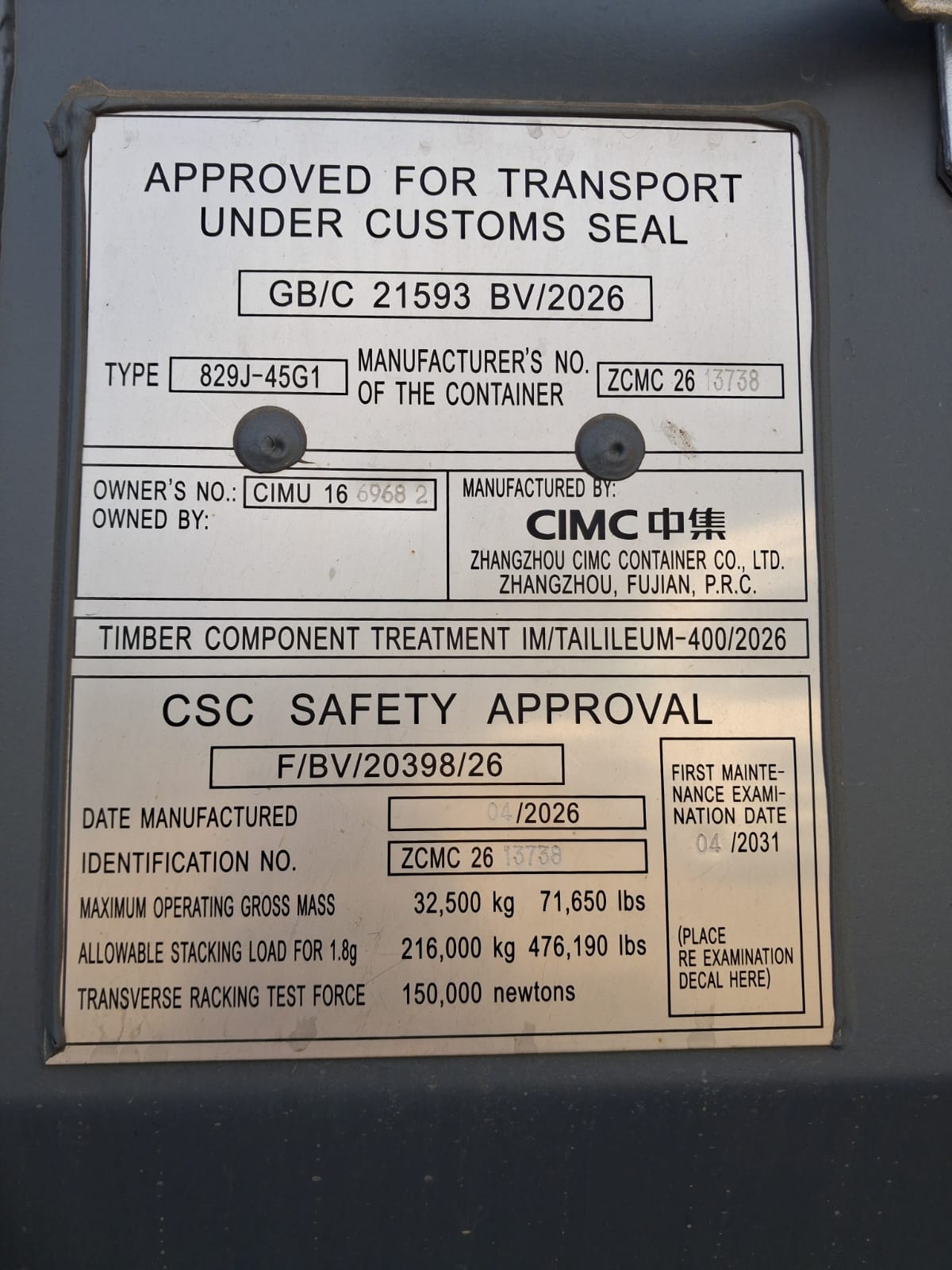 Kontener morski 12m (40'HC) CIMU1669682 - obrazek 6
