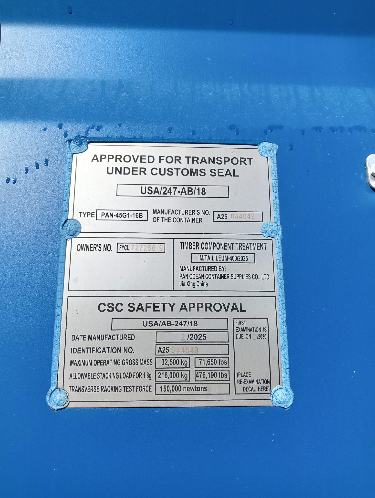 Kontener morski 12m (40'HC) FYCU7272569 - obrazek 4