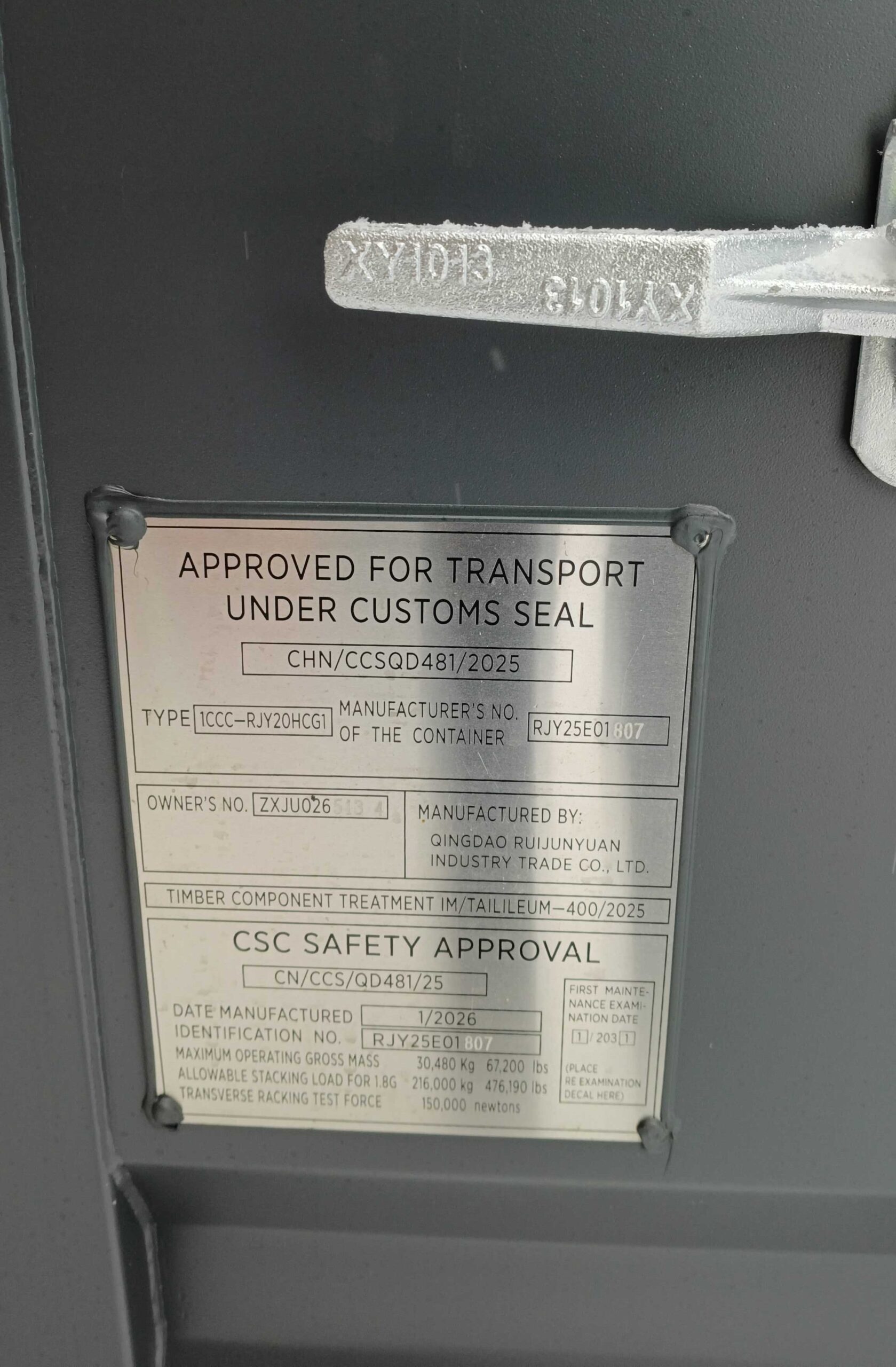 6m (20'HC) Kontener morski ZXJU0265134 - obrazek 2