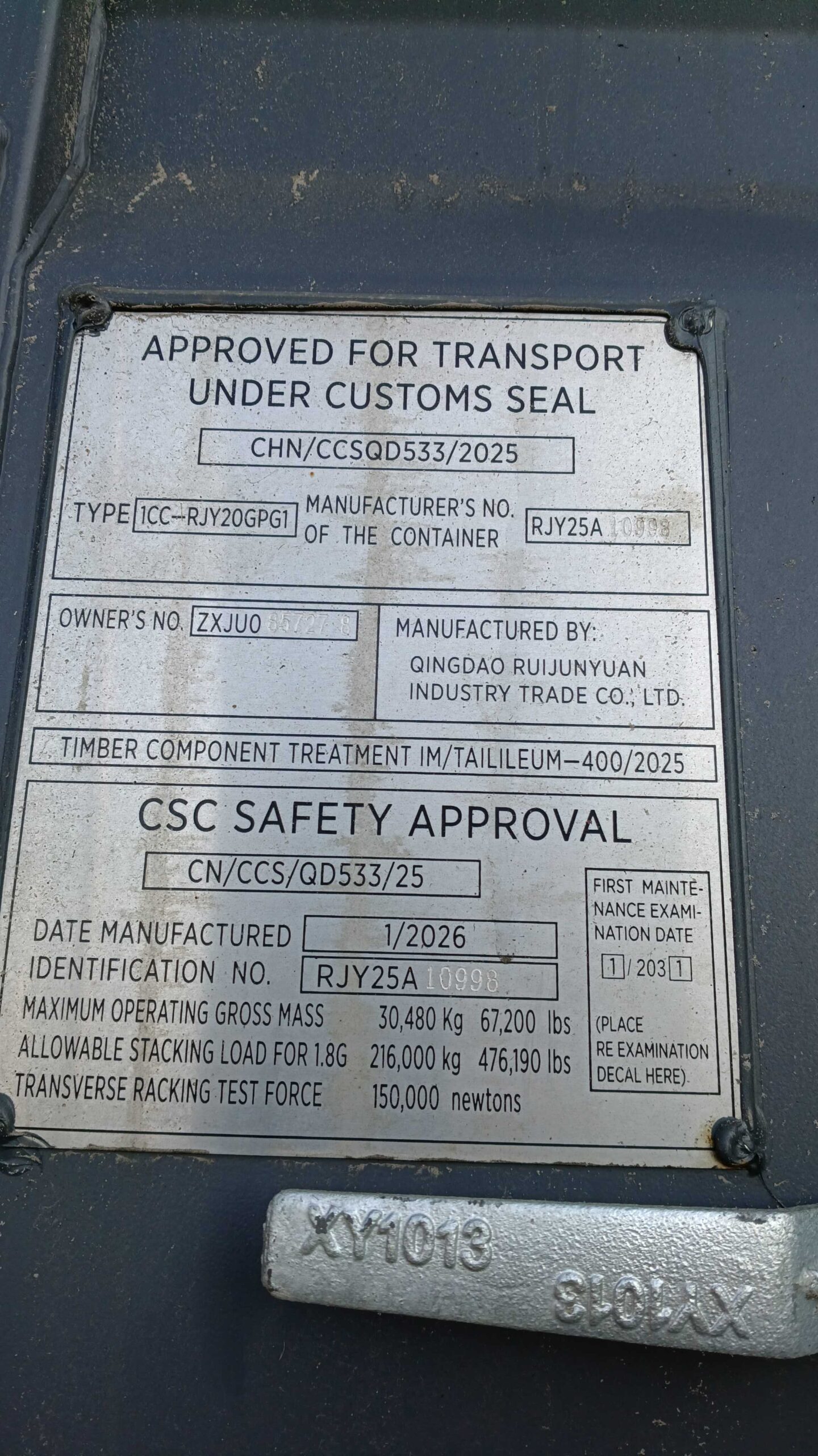 6m (20'DC) Kontener Morski ZXJU0857278 - obrazek 2