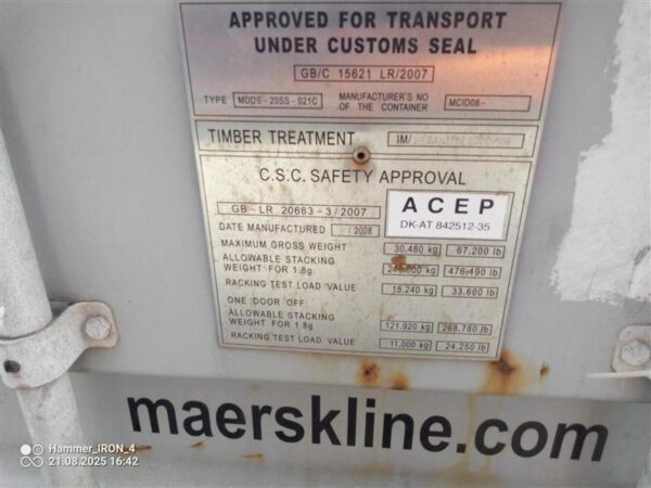 6m (20'DC)  Kontener Morski MSKU5293123 - obrazek 7