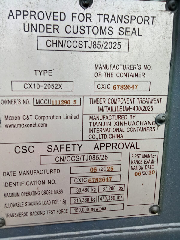 6m (20'DC)  Kontener Morski MCCU1112905 - obrazek 5